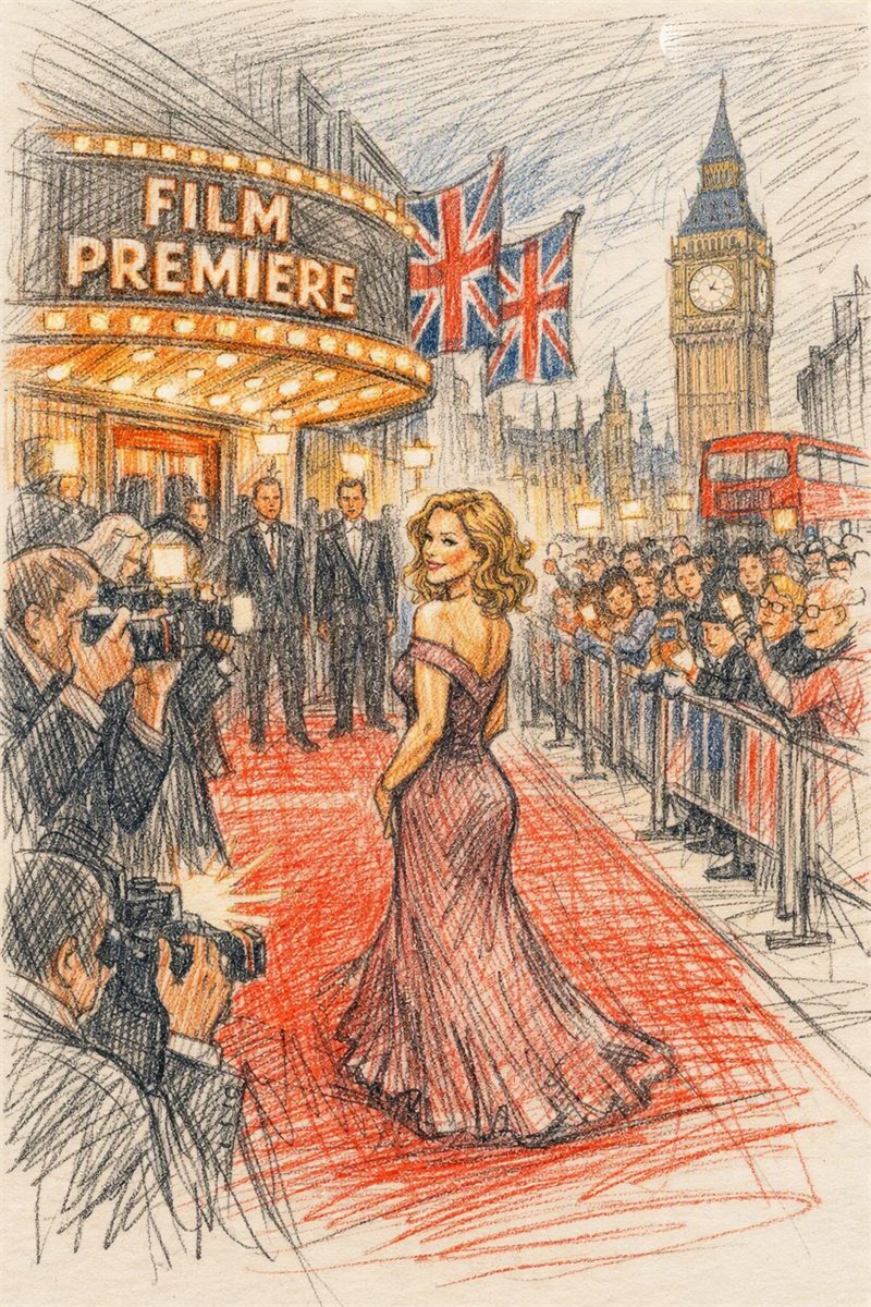 Starlight — an illustrated London film premiere on the red carpet