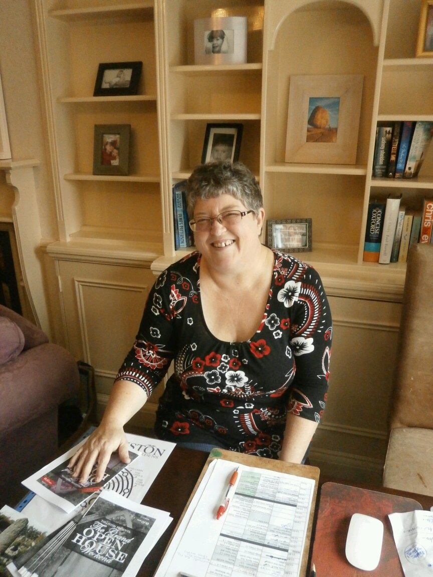 Susan Mac Nicol at her writing desk